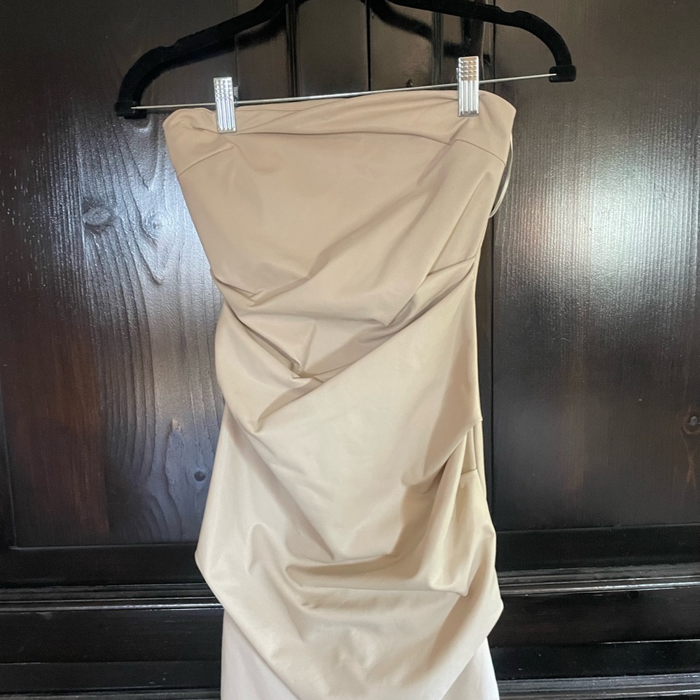 Cream Strapless Mini Dress